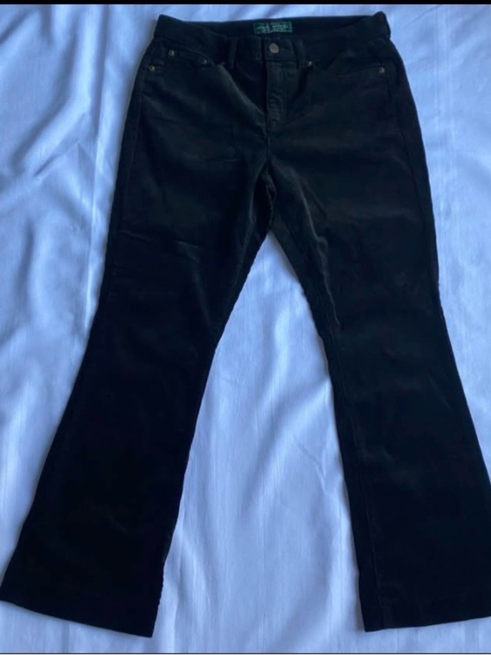 LRL Lauren Jeans Co Corduroy Pants Stretch Classic Bootcut 5Pockets BLK Women 8P